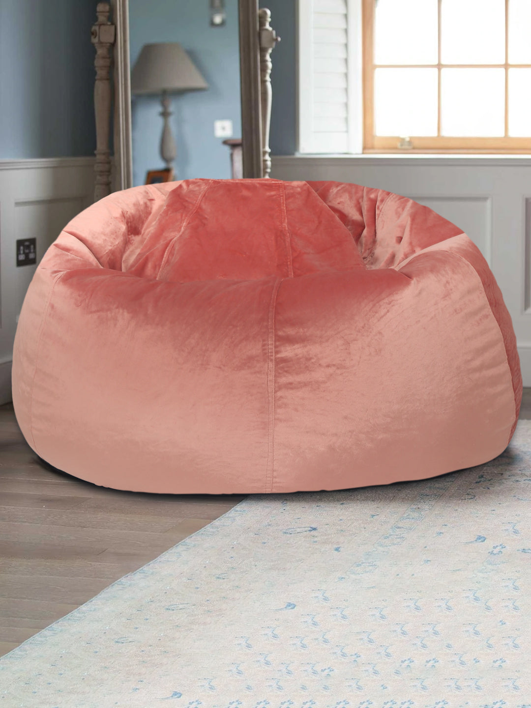 Pink crushed velvet bean bag new arrivals