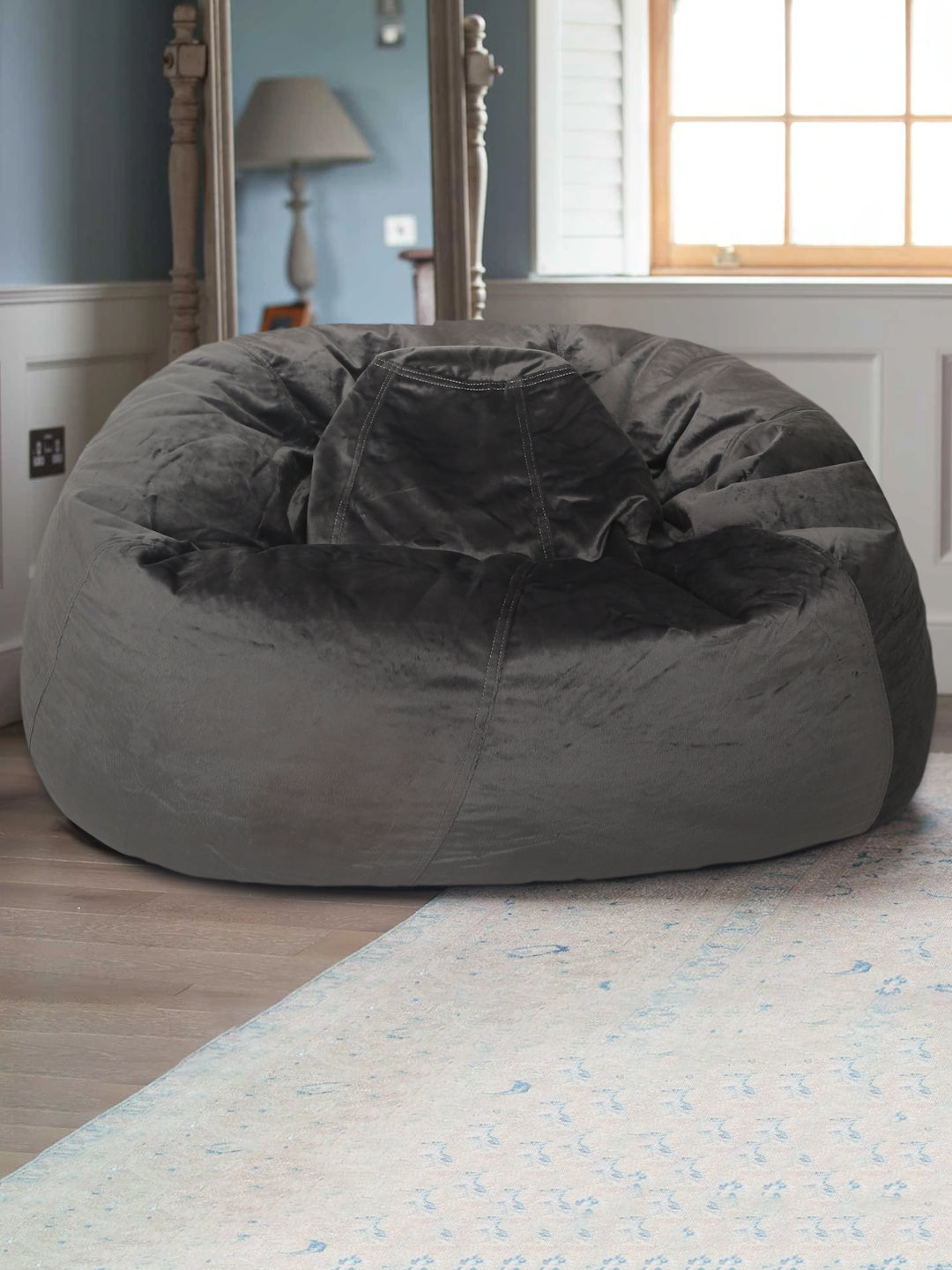 Grey Velvet Bean Bag Cover Eyda Home