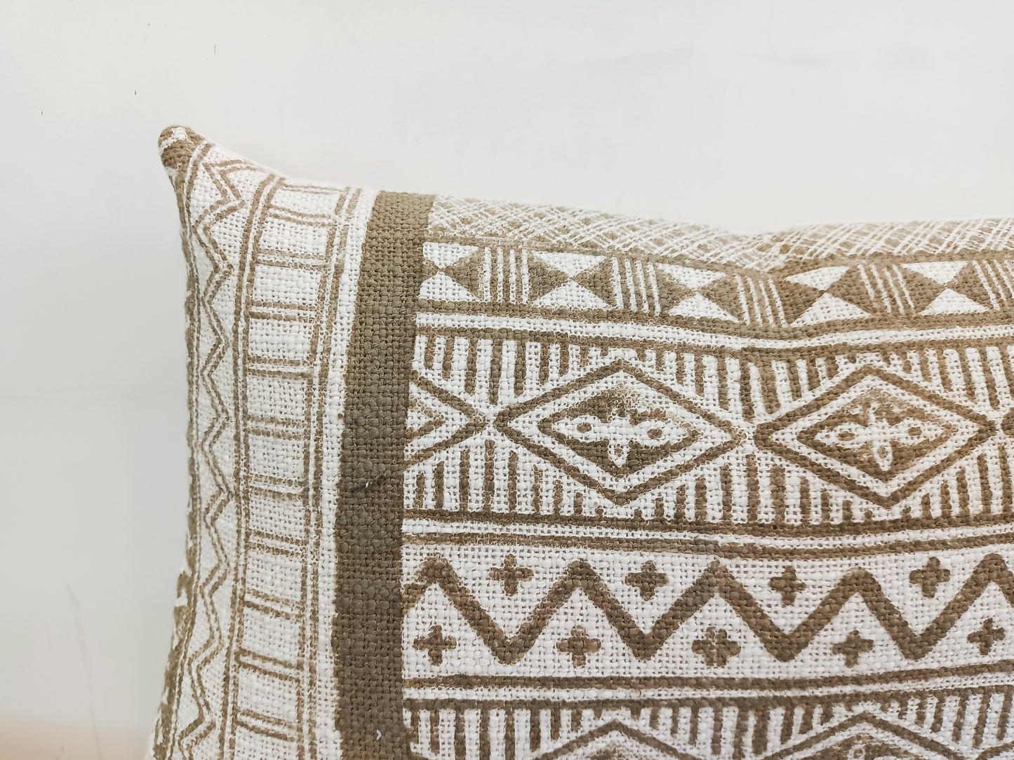 Sand Brown Set of 2 Handblock Print Square Cotton Cushion Covers