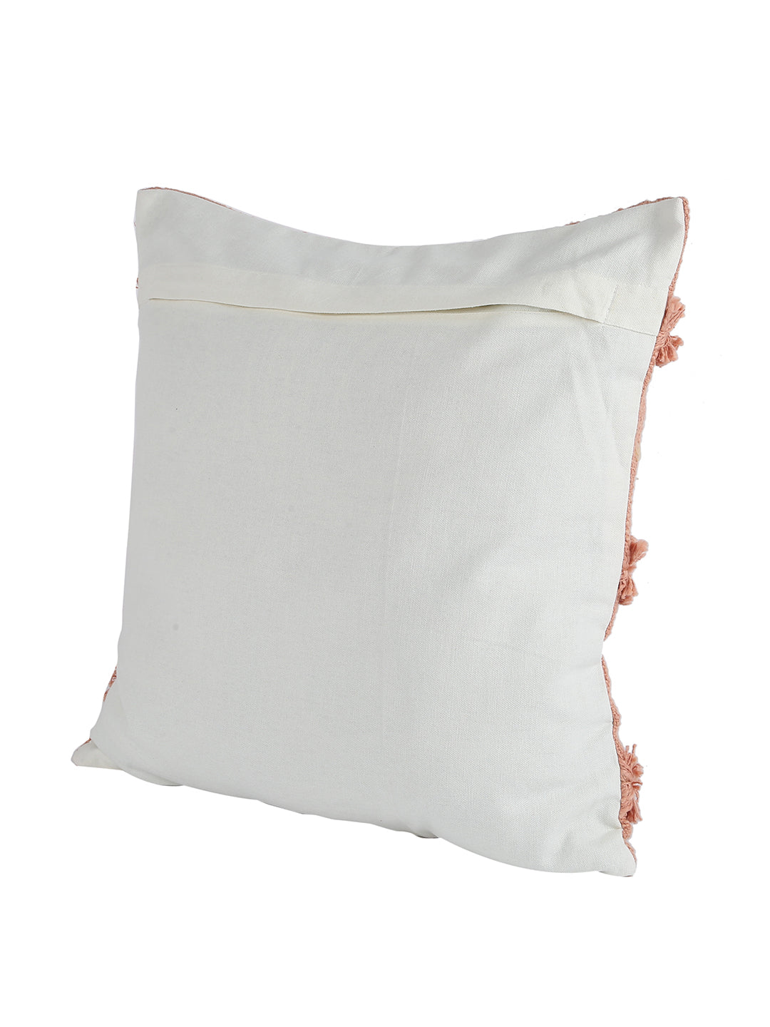 Peach-Colored Set of 2 Embroidered Square Cushion Covers