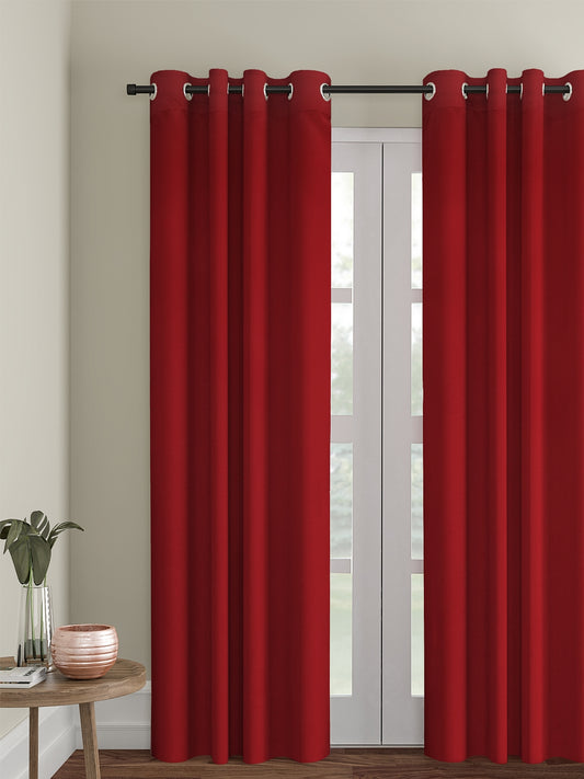 Eyda Maroon Color Premium Semi Blackout 1 Pc Door Curtain