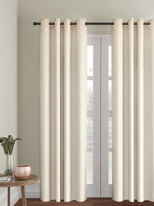 Eyda Ivory Color Premium Semi Blackout 1 Pc Door Curtain