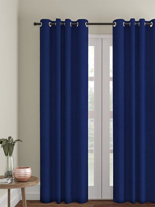 Eyda Blue Color Premium Semi Blackout 1 Pc Door Curtain