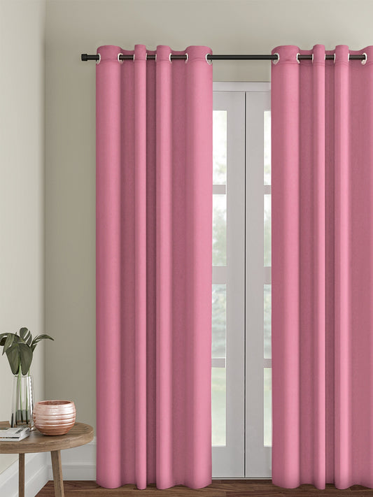 Eyda Pink Color Premium Semi Blackout 1 Pc Door Curtain