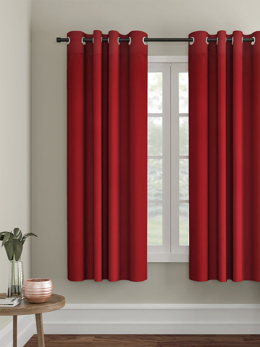 Eyda Maroon Color Premium Semi Blackout 1 Pc Window Curtain