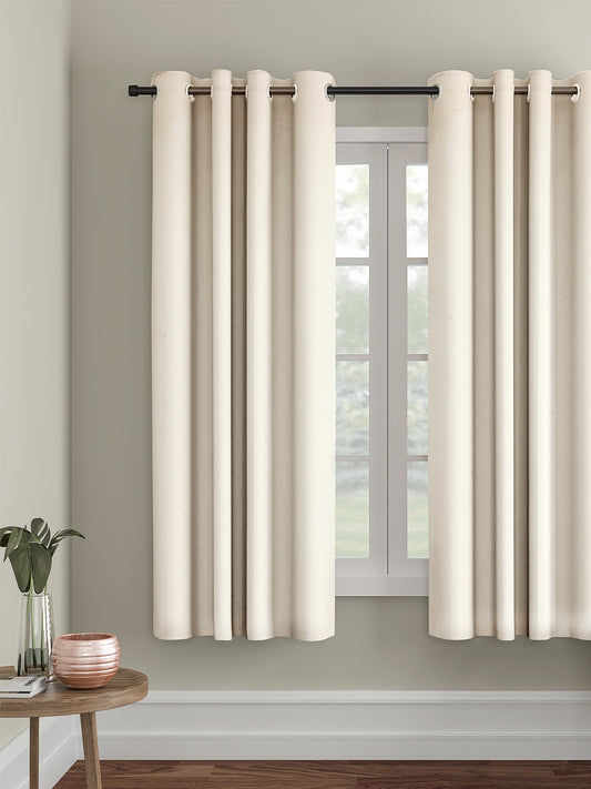 Eyda Ivory Color Premium Semi Blackout 1 Pc Window Curtain