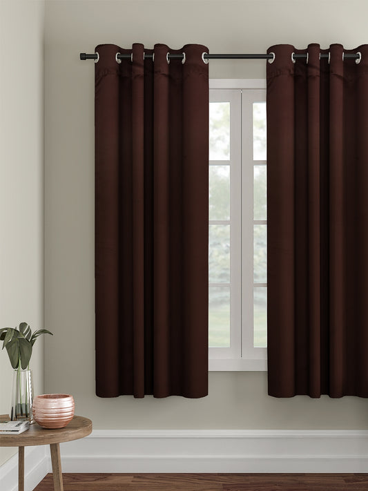 Eyda Choco Brown Color Premium Semi Blackout 1 Pc Window Curtain