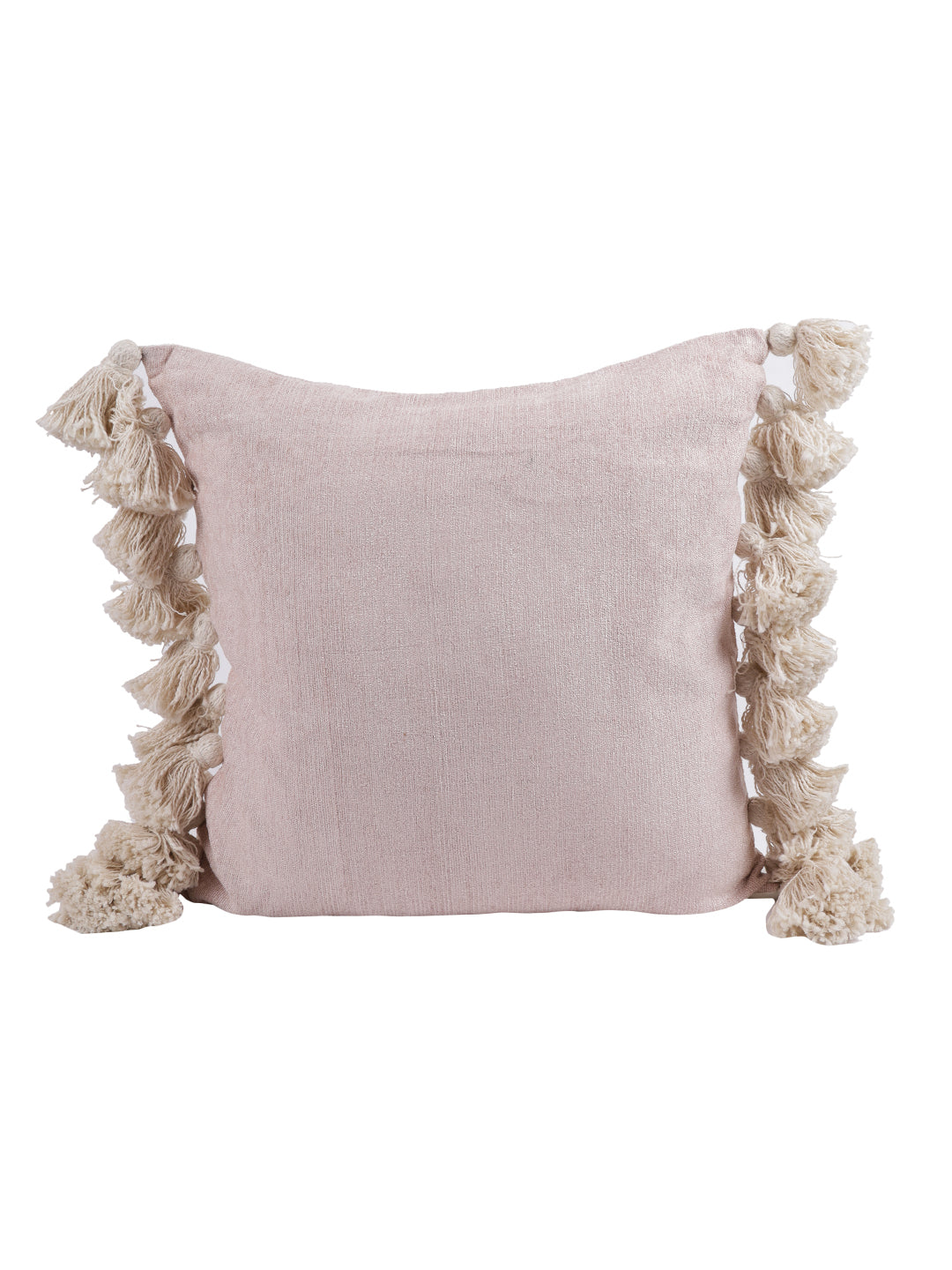 Set of 2 Baby Pink Color 20X20 Chenille Cushion Cover with Tassels