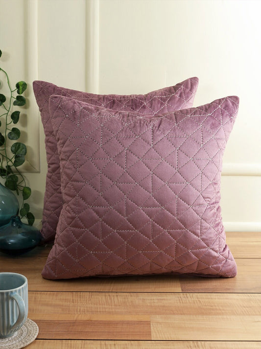 Purple Set of 2 Velvet Square Cushion Covers