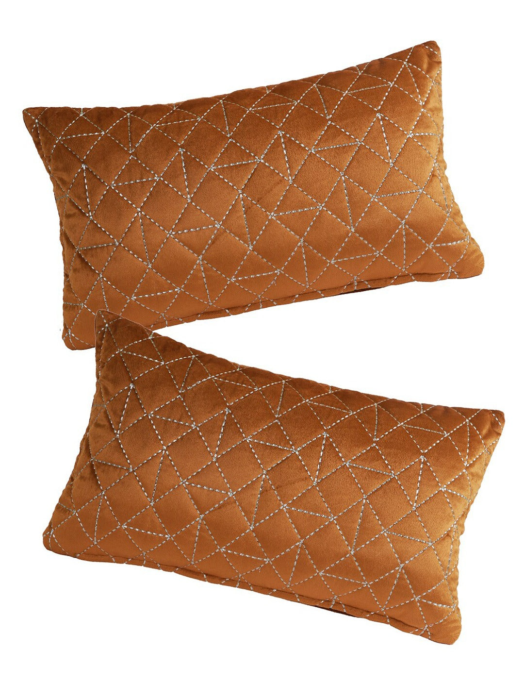 Rust Set of 2 Velvet Rectangle Cushion Covers